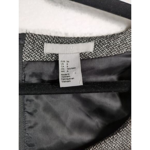 H&M Sheath Dress Womens 6 Gray Black Business‎ Tweed Lined Empire Waist - Picture 5 of 8